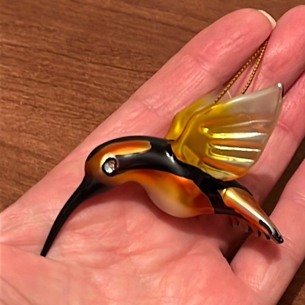 Glass Humming Bird Ornament
